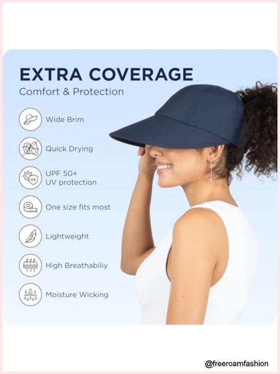 Wide Brim Ponytail Sun Hat UPF 50 Protective